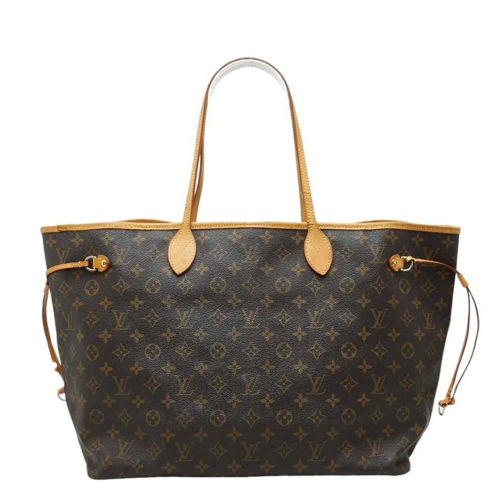Louis Vuitton Monogram Neverfull GM Tote Bag Handbag M40157 Brown Leather Wom...